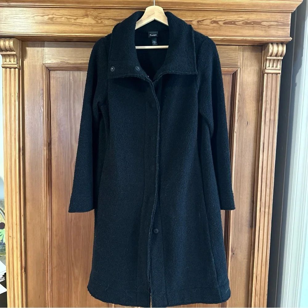 Eileen Fisher long black coat women’s sz small